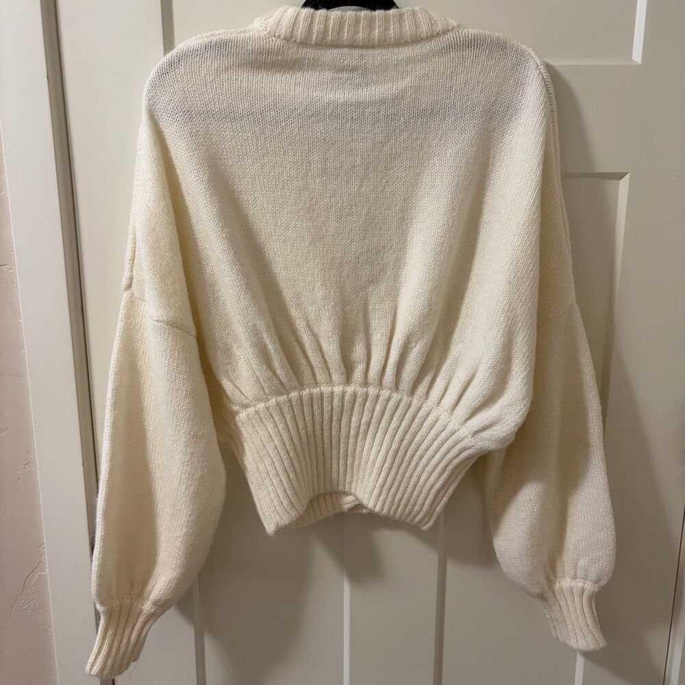 Farm Rio Ribbed Goldtone-Buttoned Cardigan Off White Size S - Picture 6 of 13